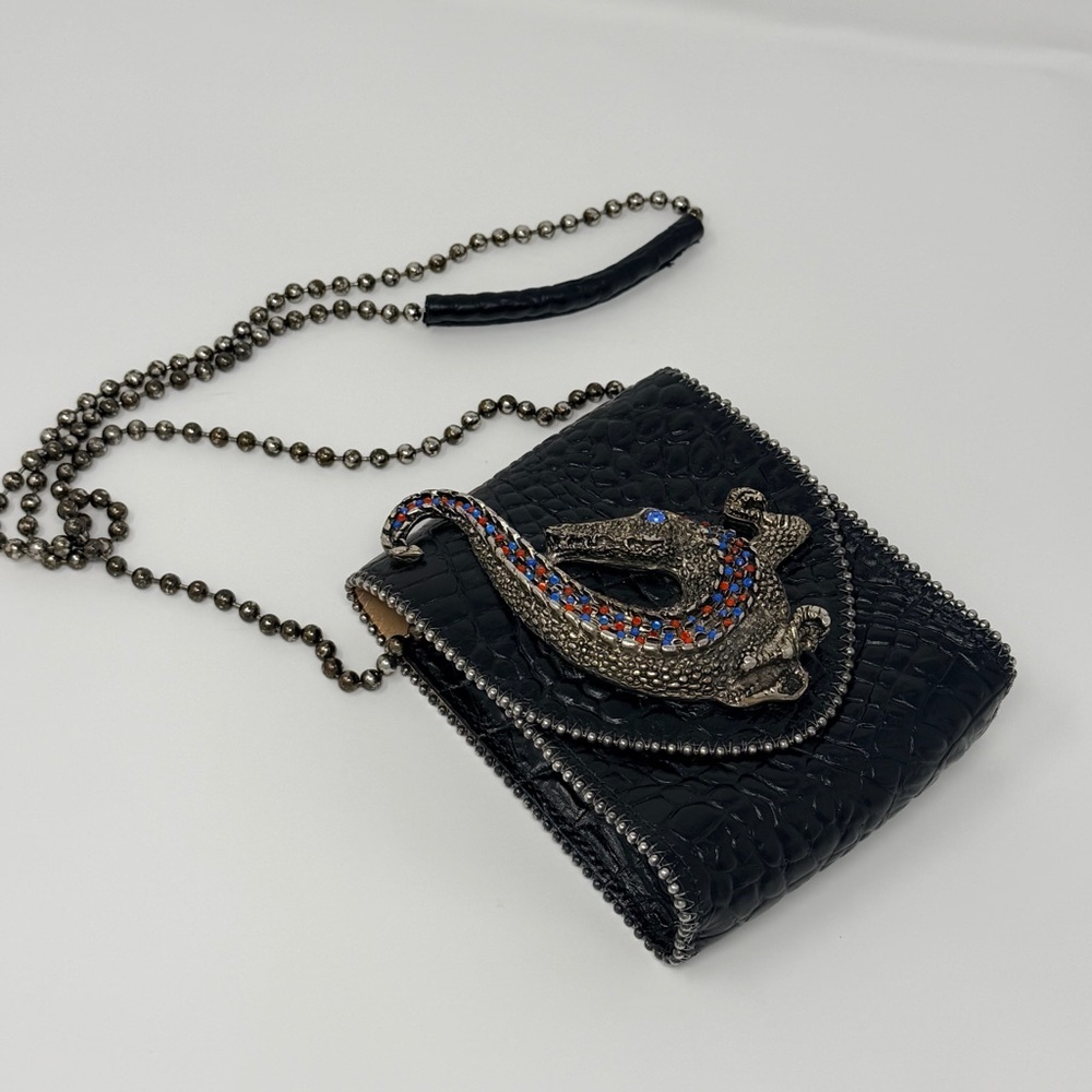 Incredible Crocodile Leather and Embellished Bejeweled Crossbody Bag - Picture 4 of 6